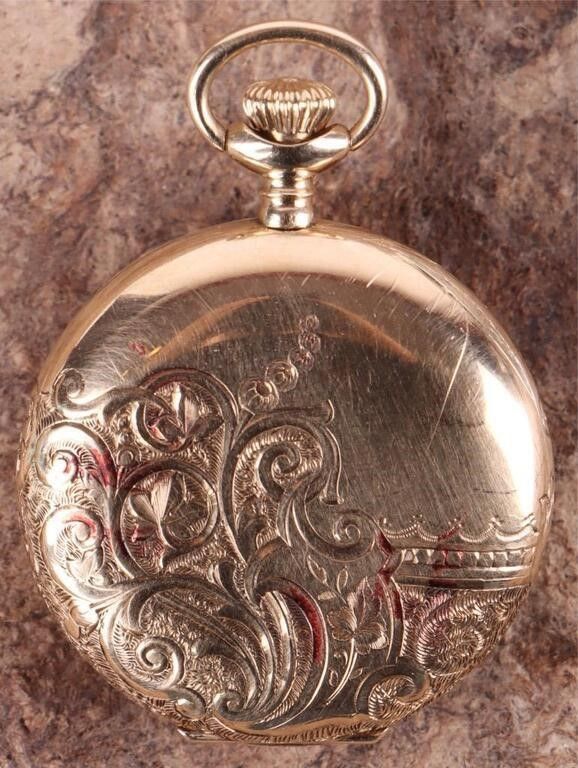 Lot 214267: 14K YELLOW GOLD ORNATE POCKET WATCH CASE