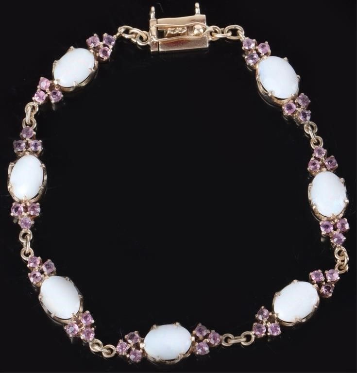 Lot 214297: 14K YELLOW GOLD LADIES BRACELET W/ ROSE TOPAZ OPAL