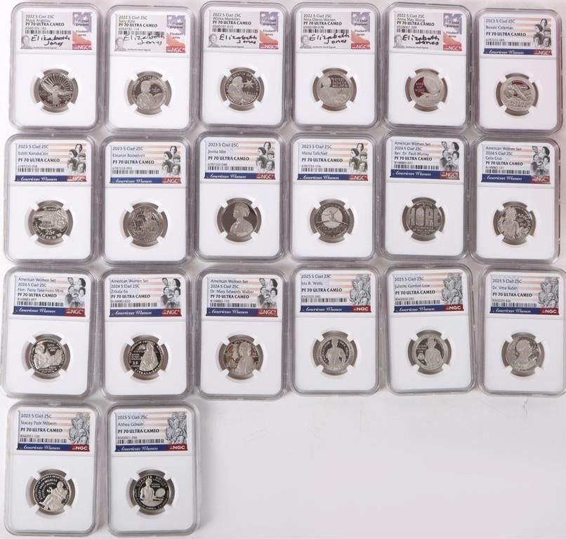 Lot 214376: NGC AMERICAN WOMEN CLAD QUARTERS NGC PF-70 UC-(20)