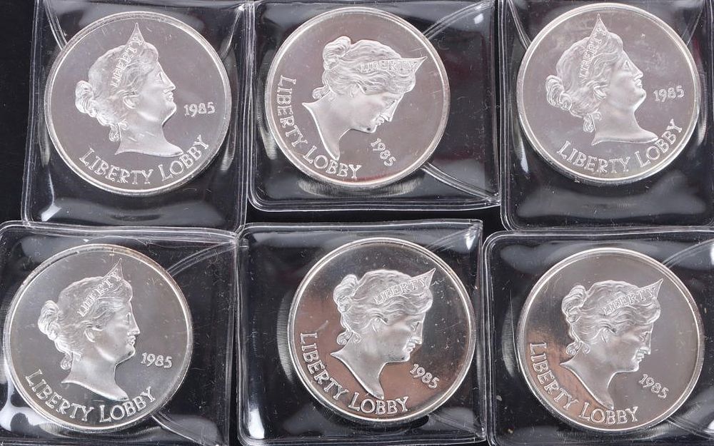 Lot 214385: 1 OZT FINE SILVER 1985 LIBERTY LOBBY PF ROUNDS-(6)