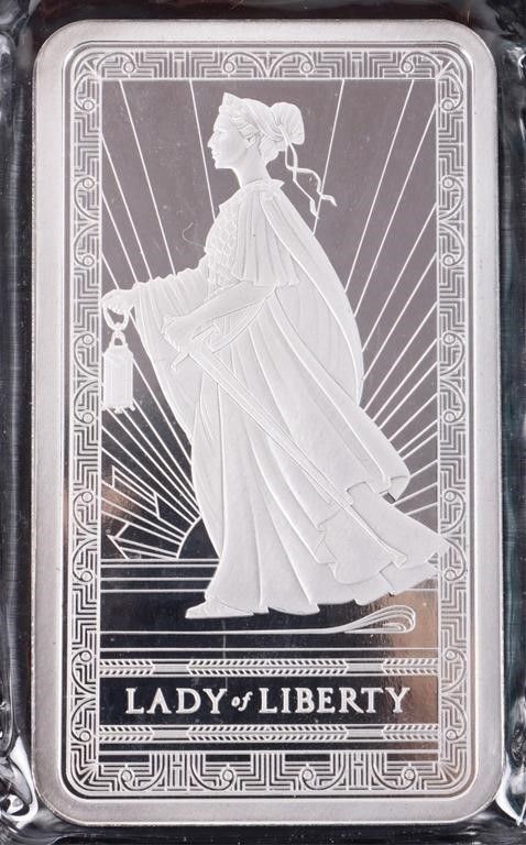 Lot 214386: 10 OZT FINE SILVER PAMP LADY LIBERTY BULLION BAR