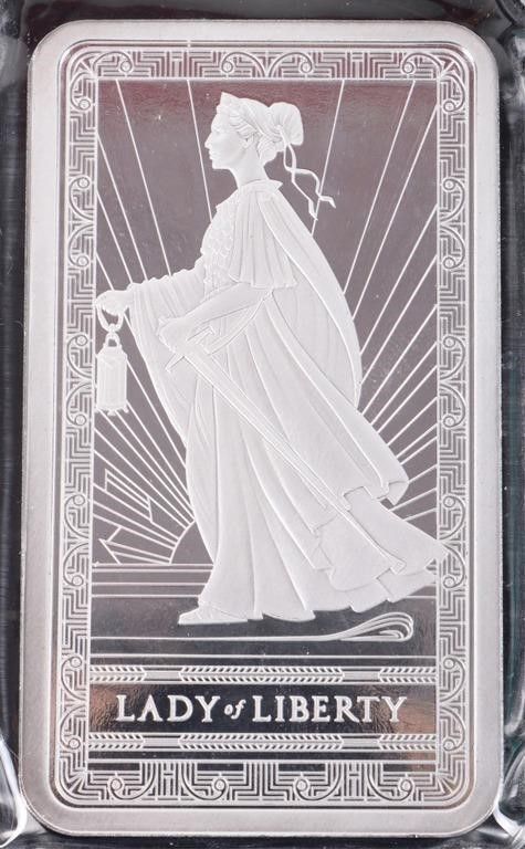 Lot 214387: 10 OZT FINE SILVER PAMP LADY LIBERTY BULLION BAR