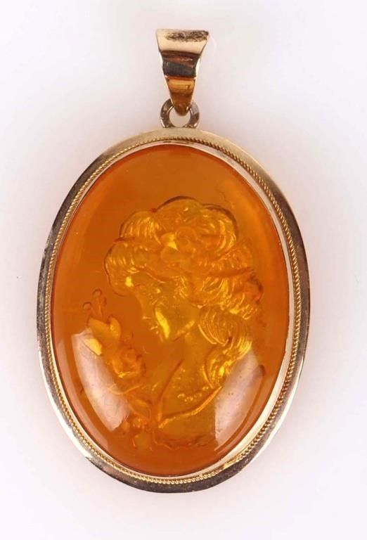 Lot 215186: 14K YELLOW GOLD LADIES PENDANT W/ CAMEO