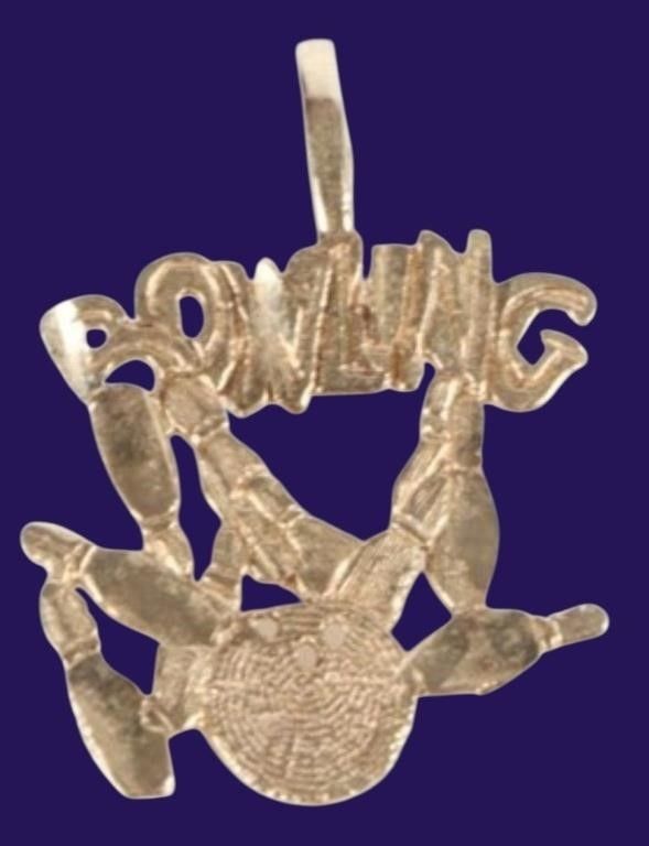 Lot 215187: BOWLING BALL & PINS 14K YELLOW GOLD PENDANT