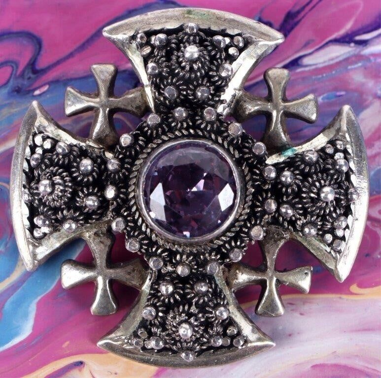 Lot 215195: VINTAGE STERLING JERUSALEM MALTESE CROSS