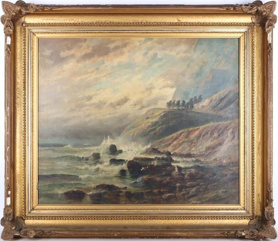 Lot 215200: C. P. WEBER COAST LANDSCAPE OIL ON CANVAS FRAMED