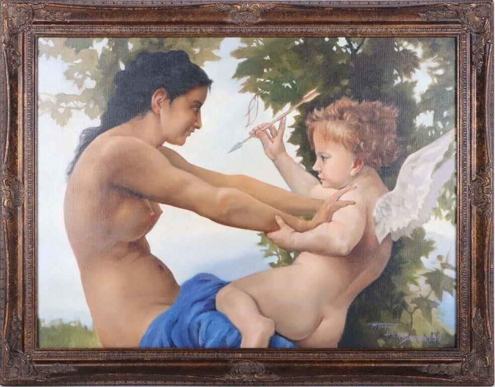 Lot 215211: AFTER BOUGUEREAU YOUNG GIRL DEFENDING AGAINST LOVE