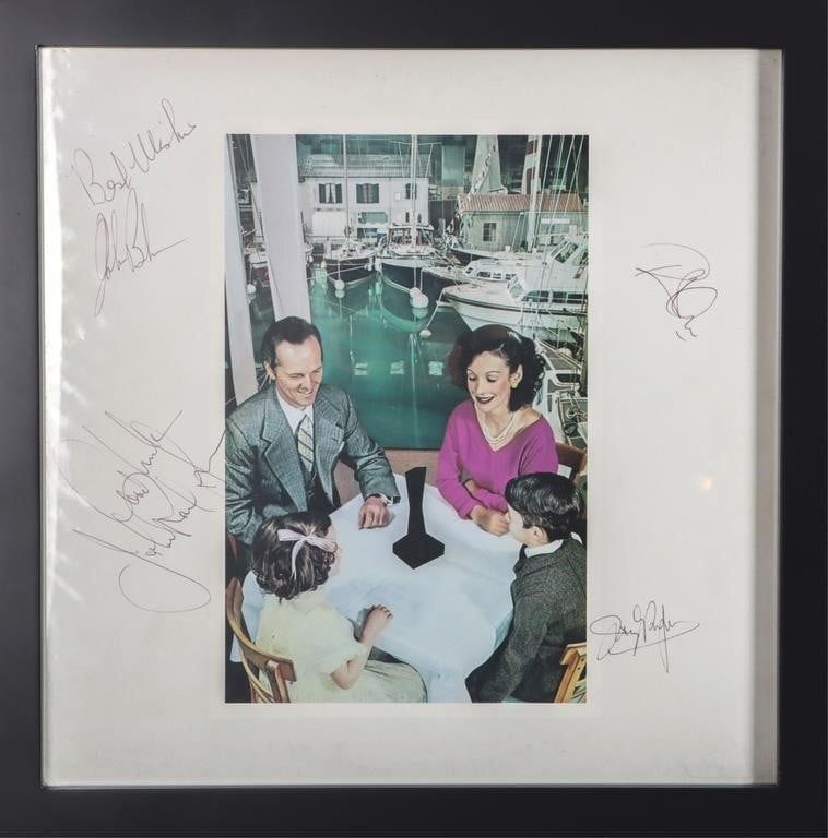 Lot 215363: LED ZEPPELIN "PRESENCE" VINYL RECORD BAND SIGNED