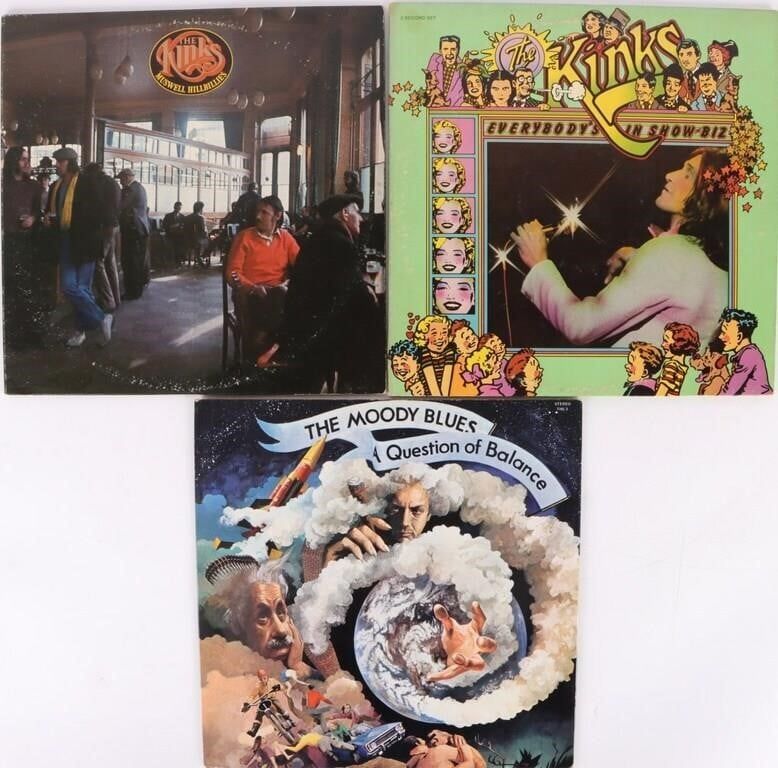 Lot 215364: VARIOUS THE KINKS & MOODY BLUES VINYL LOT OF 4