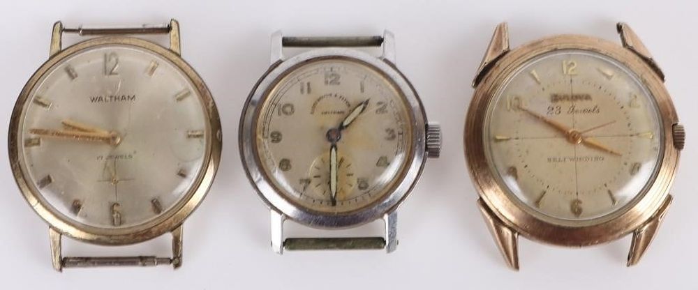 Lot 215370: VARIOUS SILVER & GOLD TONE WATCH DIALS (3)