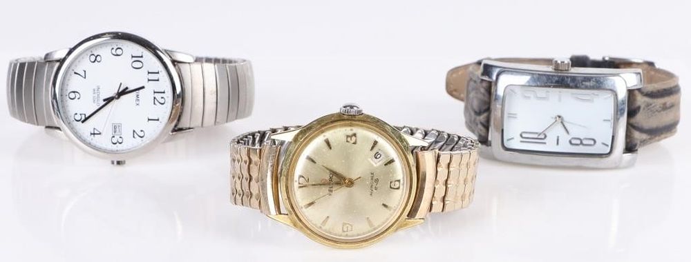 Lot 215372: MEN'S GOLD AND SILVER TONE WRISTWATCHES (3)