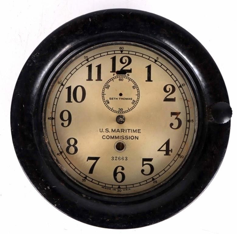 Lot 215375: ANTIQUE SETH THOMAS U.S. MARITIME SHIP WALL CLOCK