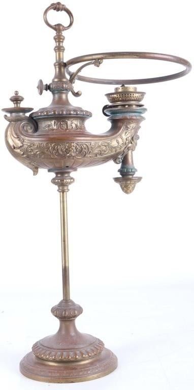 Lot 215407: WILD & WESSEL HARVARD STUDENT OIL LAMP ANTIQUE