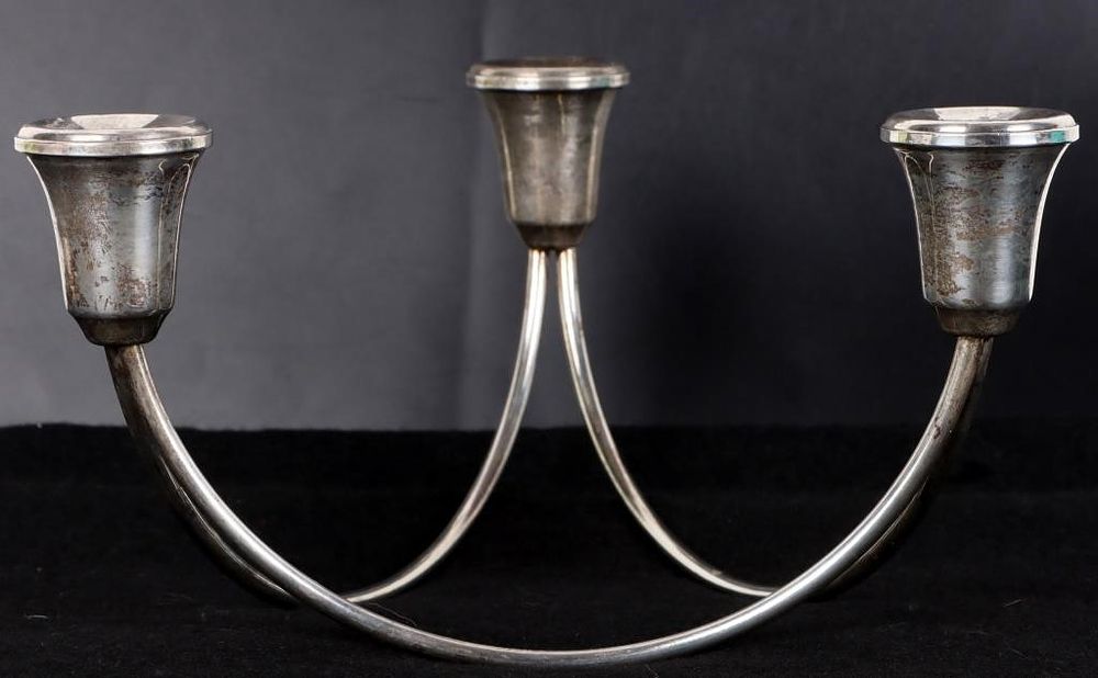 Lot 215413: DUCHIN WEIGHTED STERLING TRIPLE CANDLE HOLDER
