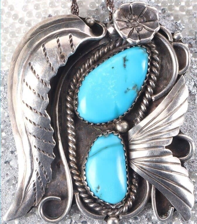 Lot 216154: J. NEZZIE SOUTHWEST STERLING TURQUOISE NECKLACE