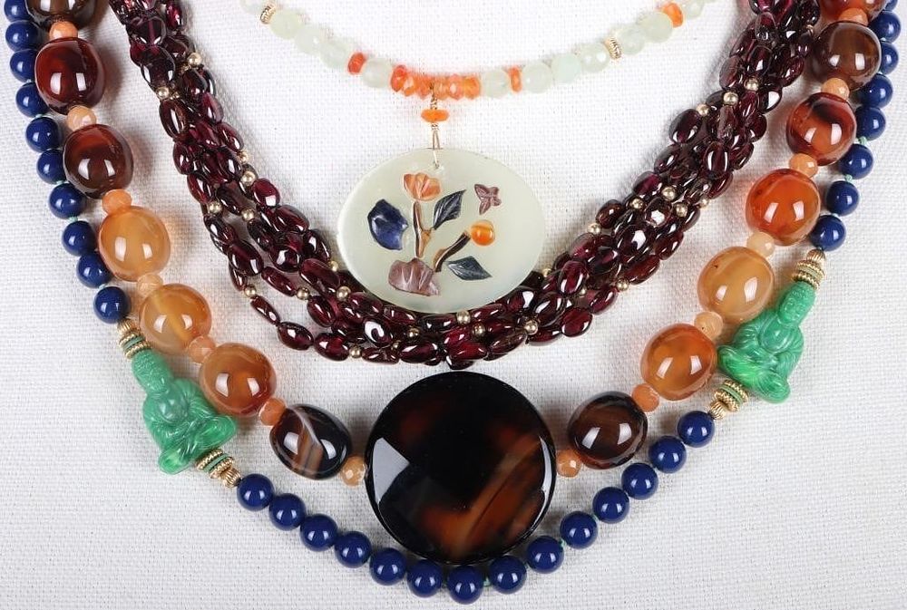 Lot 216162: ASSORTED GEMSTONE BEADED NECKLACES LOT OF 4