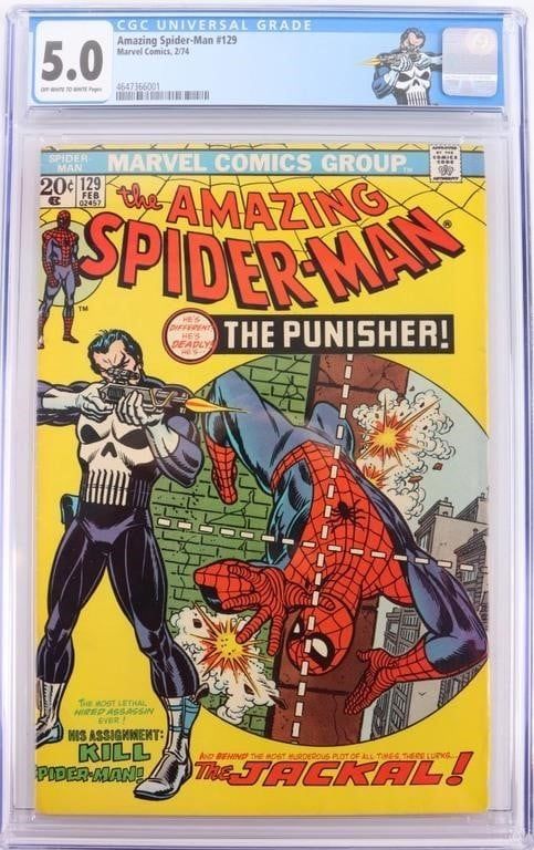 Lot 216165: 1ST PUNISHER COMIC AMAZING SPIDERMAN #129 CGC 5.0