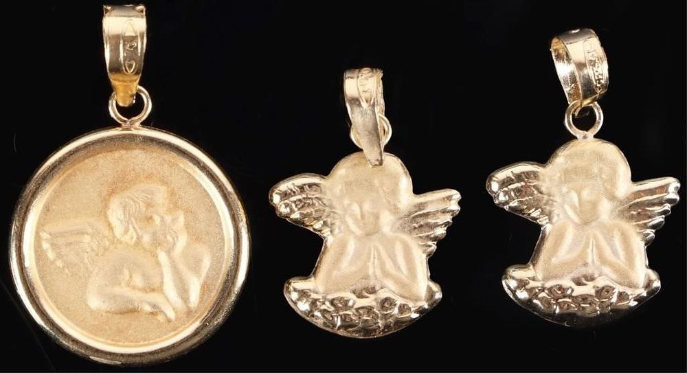 Lot 216188: 18K YELLOW GOLD ANGEL PENDANTS CHERUB CHRISTIAN-3