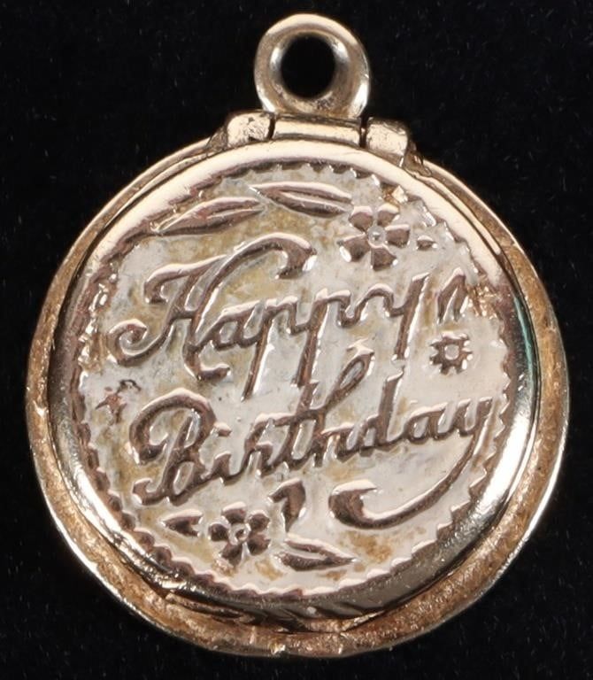 Lot 216200: 14K YELLOW GOLD HAPPY BIRTHDAY PENDANT LOCKET