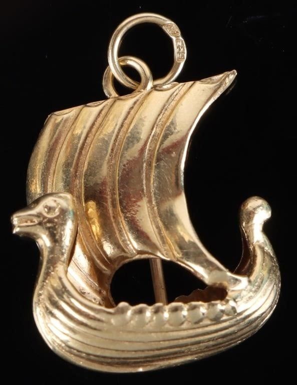 Lot 216202: 14K YELLOW GOLD VIKING STYLE SHIP UNISEX PENDANT