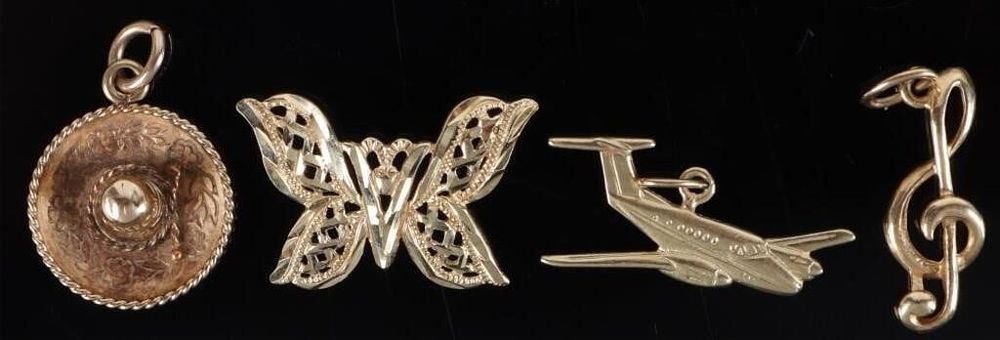 Lot 216205: 14K YELLOW GOLD LADIES PENDANTS PLANE MUSIC HAT--4