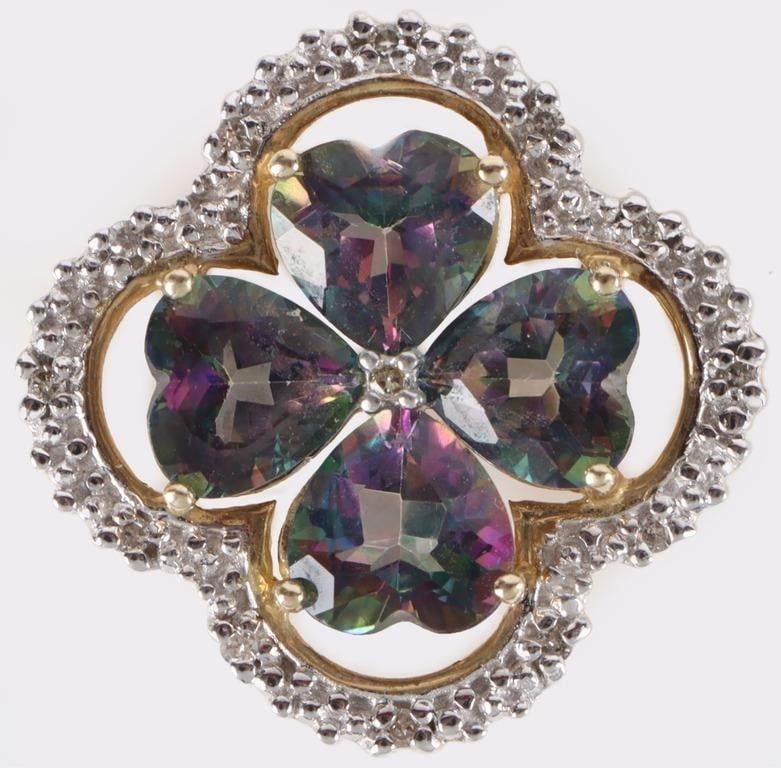 Lot 216209: 10K YELLOW GOLD MYSTIC TOPAZ 4-LEAF CLOVER PENDANT