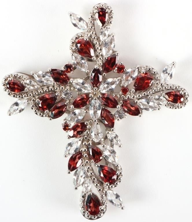 Lot 216211: 3.52CTW SAPPHIRE & 3.25CTW GARNET STERLING PENDANT