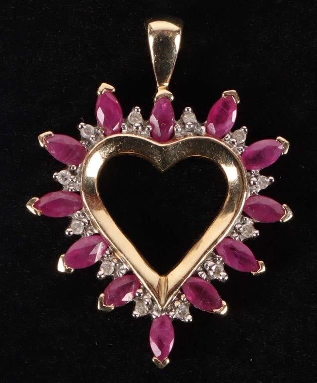 Lot 216213: 10K YELLOW GOLD LADIES  RUBY & DIAMOND PENDANT