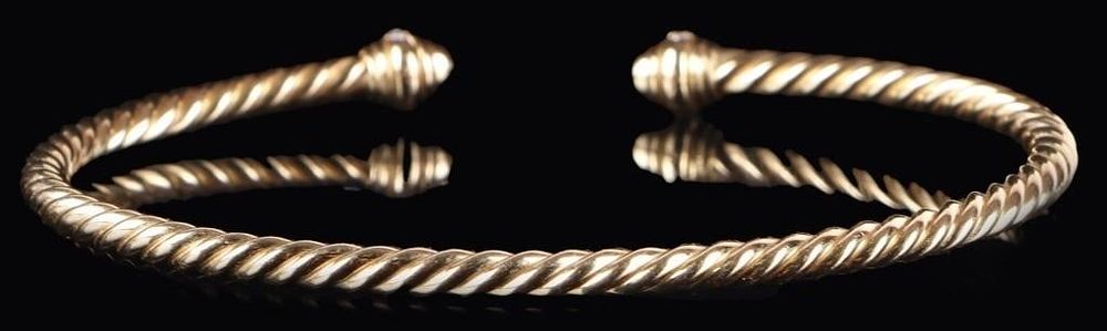 Lot 216226: DAVID YURMAN 18K  DIAMOND CABLE CUFF BRACELET
