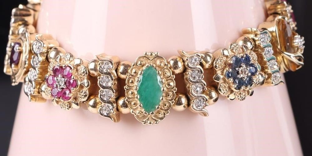 Lot 216230: 14K YELLOW GOLD MULTI GEMSTONE LADIES BRACELET