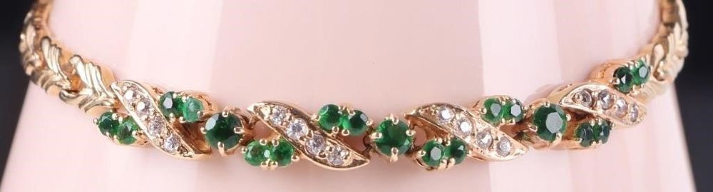 Lot 216233: 14K YELLOW GOLD LADIES BRACELET W/ RHINESTONES