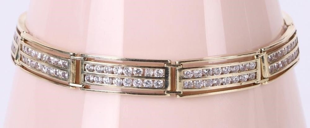Lot 216241: 10K YELLOW GOLD CUBIC ZIRCONIUM MEN'S BRACELET