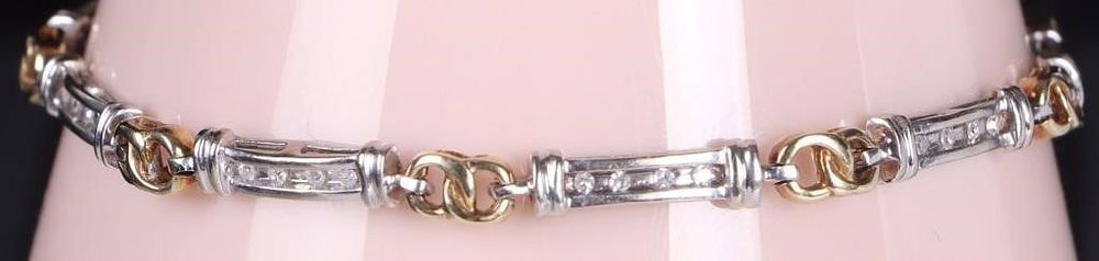 Lot 216247: 10K YELLOW & WHITE GOLD DIAMOND LADIES BRACELET
