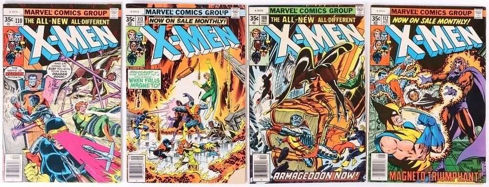 Lot 216269: UNCANNY X-MEN #108,110,112&113 1977 MARVEL LOT