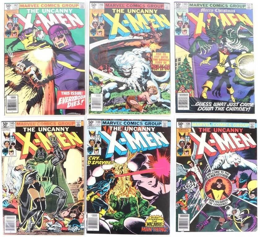 Lot 216270: UNCANNY X-MEN #139-140, 142-145 1980 MARVEL LOT