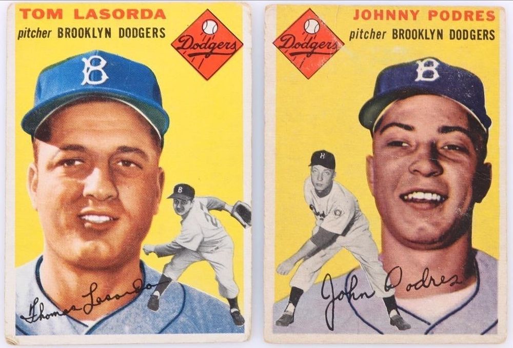 Lot 216292: 1954 TOPPS BASEBALL DODGERS PLAYERS - LOT OF 2
