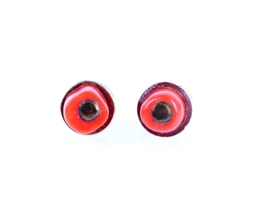 Lot 216321: 14K YELLOW GOLD RED CORAL LADIES STUD EARRINGS