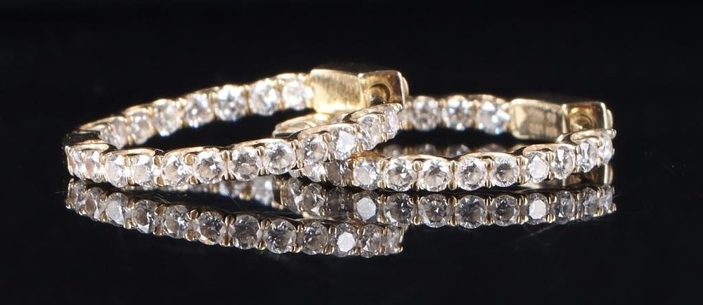 Lot 216323: DIAMOND HOOP EARRINGS IN 14K YELLOW GOLD