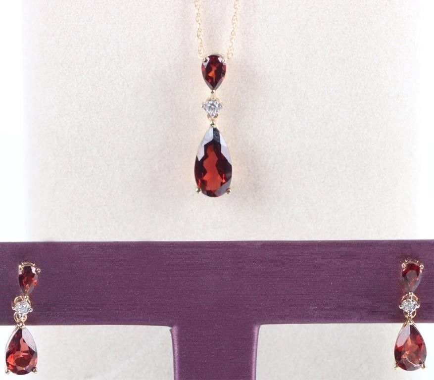 Lot 216336: 10K YELLOW GOLD NECKLACE & EARRING SET W/ DIAMOND