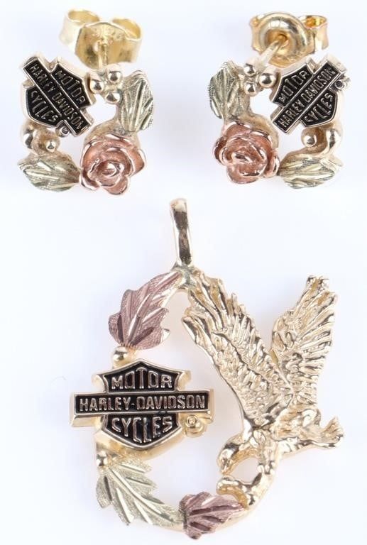 Lot 216337: 10K YELLOW GOLD HARLEY DAVIDSON MATCHING SET