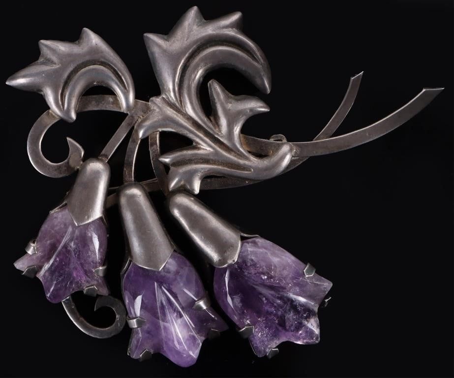 Lot 216343: AMETHYST STERLING SILVER JEWELRY W/ MEXICO PIECE-5