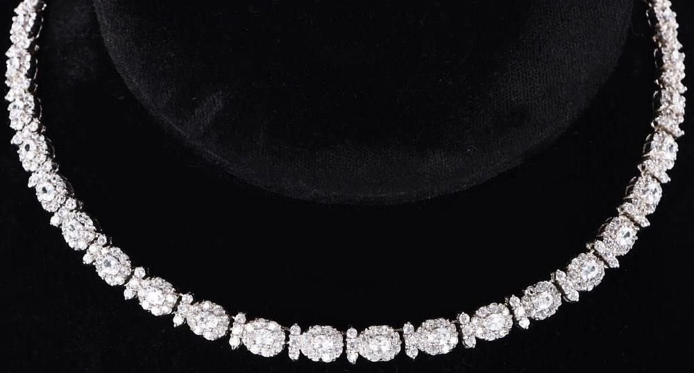 Lot 216345: CZ STERLING SILVER NECKLACE AND EARRINGS