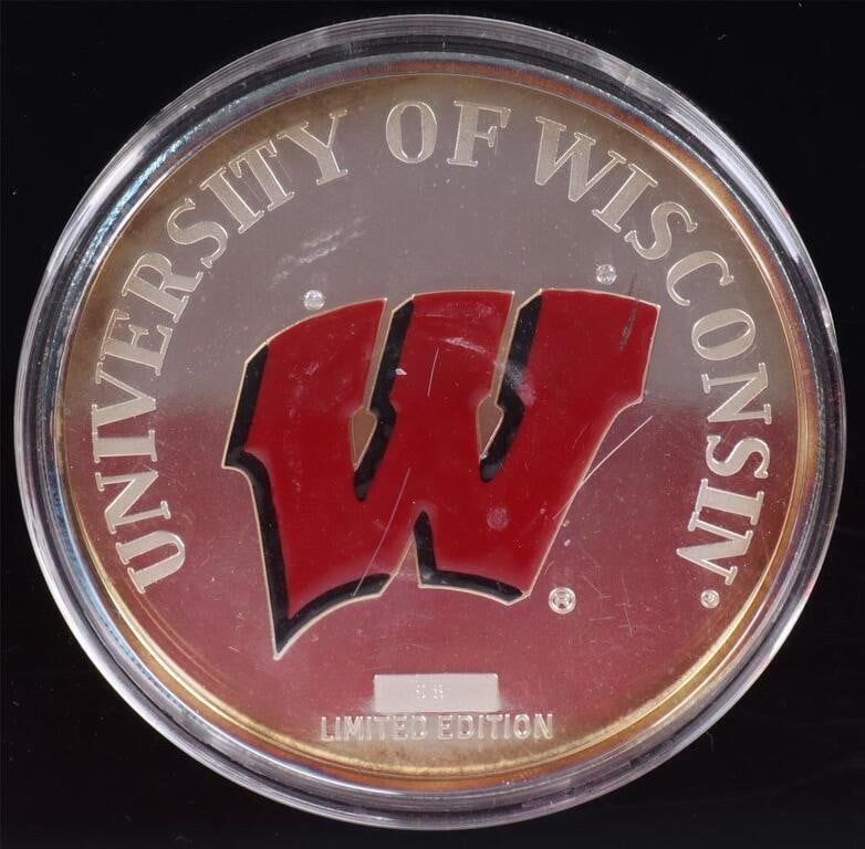 Lot 216380: FINE SILVER 6OZT DIAMOND WISCONSIN ROSE BOWL ROUND