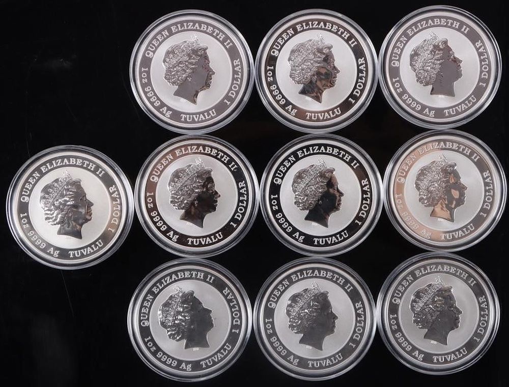 Lot 216383: 2020 P FINE SILVER 1OZT RPF TUVALU BULLION - (10)
