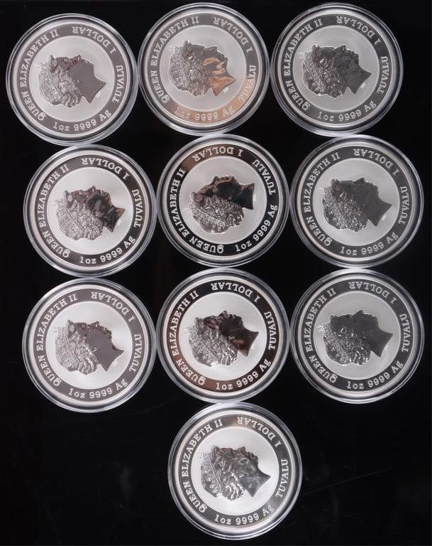 Lot 216384: 2020 P FINE SILVER 1OZT RPF TUVALU BULLION - (10)