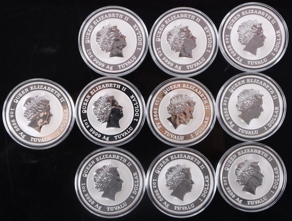 Lot 216385: 2020 P FINE SILVER 1OZT RPF TUVALU BULLION - (10)