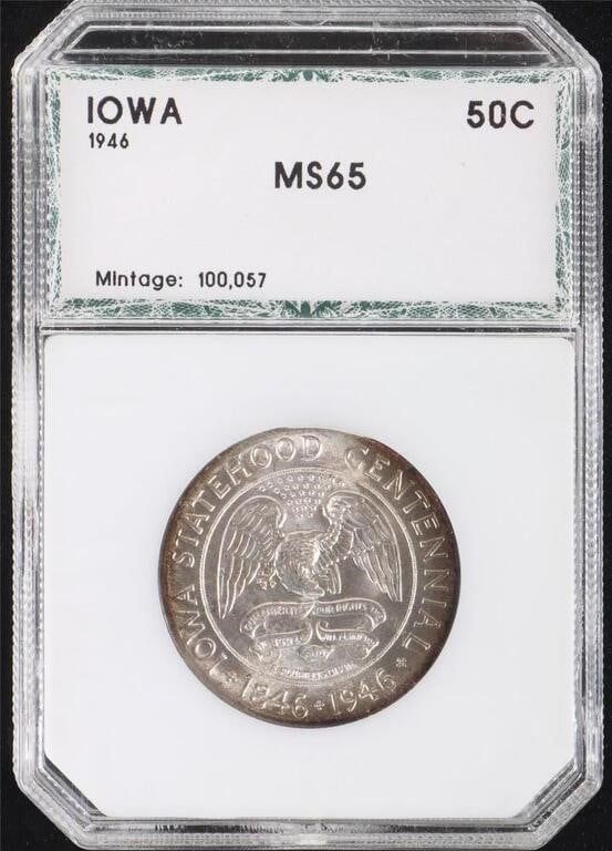 Lot 216387: 1946 IOWA COMMEMORATIVE HALF DOLLAR MS-65 PCI