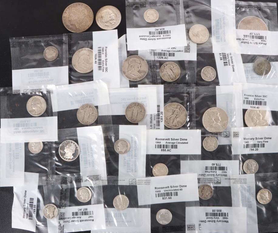 Lot 216410: 90% SILVER LITTLETON GRADED AMERICAN COINAGE -(29)