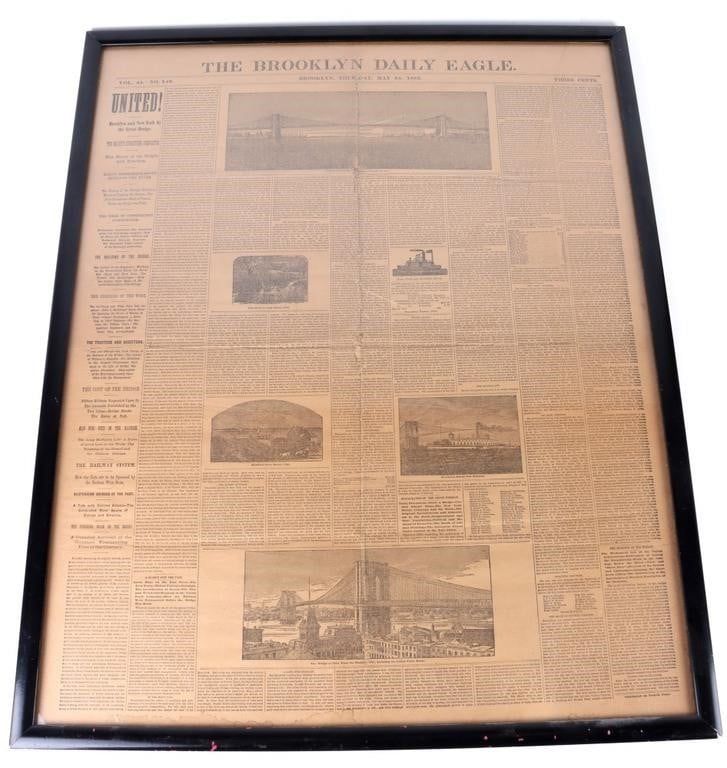Lot 216446: THE BROOKLYN DAILY EAGLE 1883 NEWSPAPER FRAMED