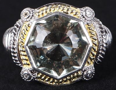 STERLING SILVER MENS RING W/ LARGE SPINEL & TOPAZ. Brilliant sterling silver men's ring with a 